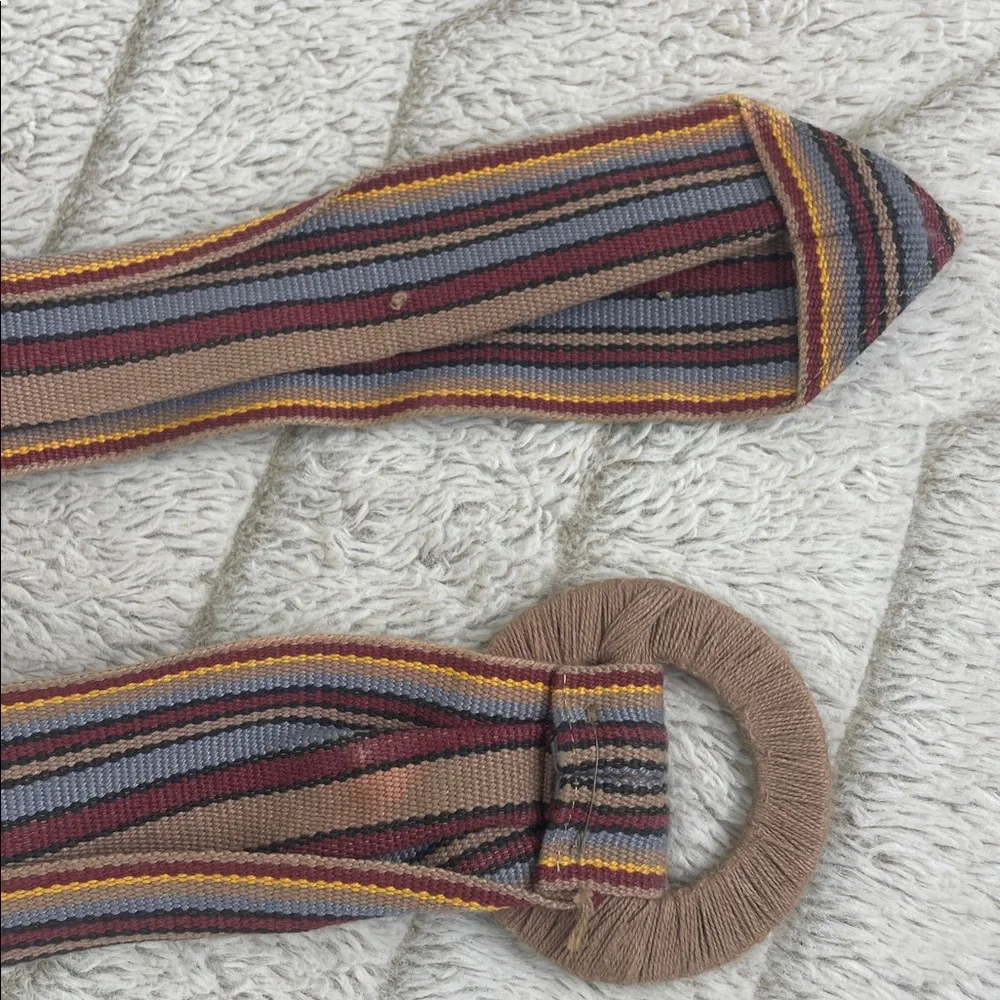 Vintage Wide Woven Belt Horizontal Striped